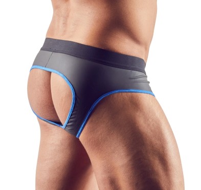 Svenjoyment - Seksowne Jockstrap Otwarte Z Tyłu I Zamkiem Na Penisa Czarno/Niebieskie XL